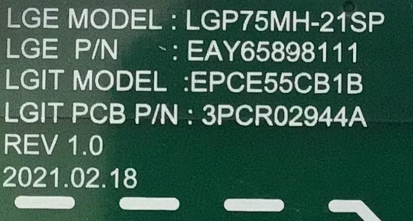 FUENTE PARA TV LG / NUMERO DE PARTE EAY65898111 / LGP75MH-21SP / EPCE55CB1BM / 3PCR02944A / PANEL LC750DZR (SP)(A1) / MODELO 75QNED99UPA - Imagen 2
